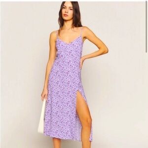 NWT Reformation Crimini Purple Floral Midi Dress
